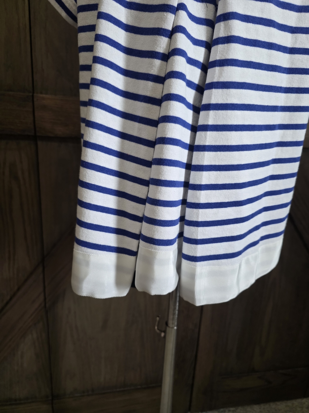 Sacai Blue and White Striped Short Sleeve Top - Picture 3 of 5